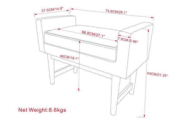 English Elm Scott - Contemporary Smoky Teal Ottoman Bench For Versatile Seating & Stylish Home Accent Decor B136P159256-GIGA