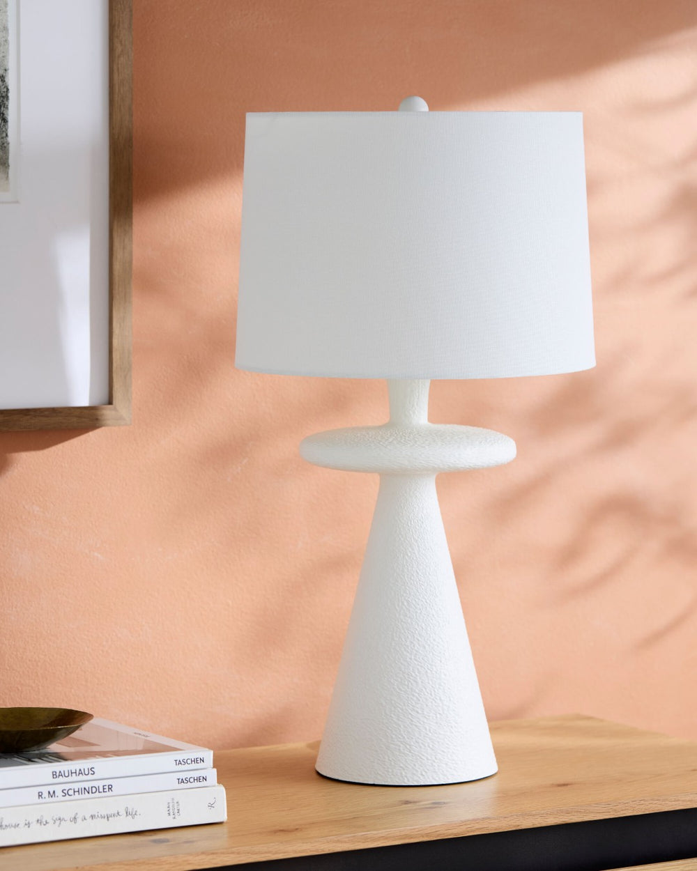 Surya Kavrin Mid-century Modern Table Lamp with Linen Shade for Bedroom or Living Room KVRN-005