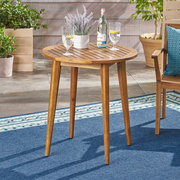 English Elm Stamford Round Solid Acacia Outdoor Bistro Table Weather Resistant Patio Dining 62919.00