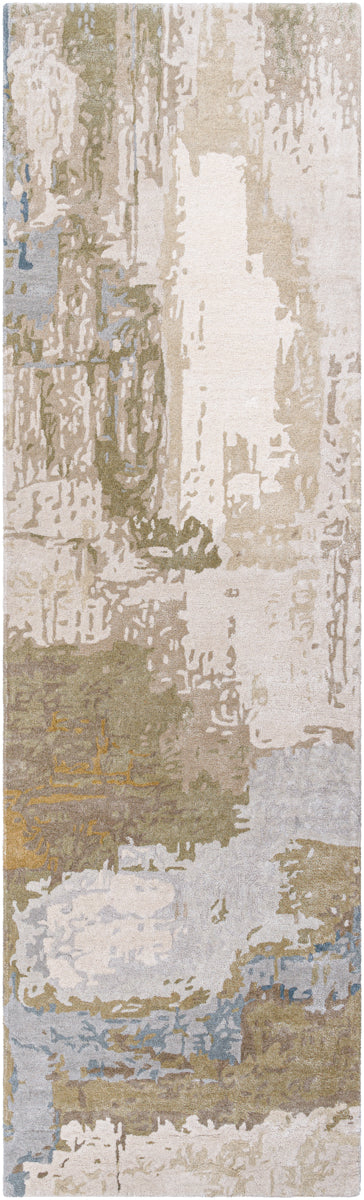Kavita KVT-2300 3' x 10' Runner Handmade Rug KVT2300-310  Oatmeal, Light Beige, Tan, Medium Gray, Pale Blue Surya