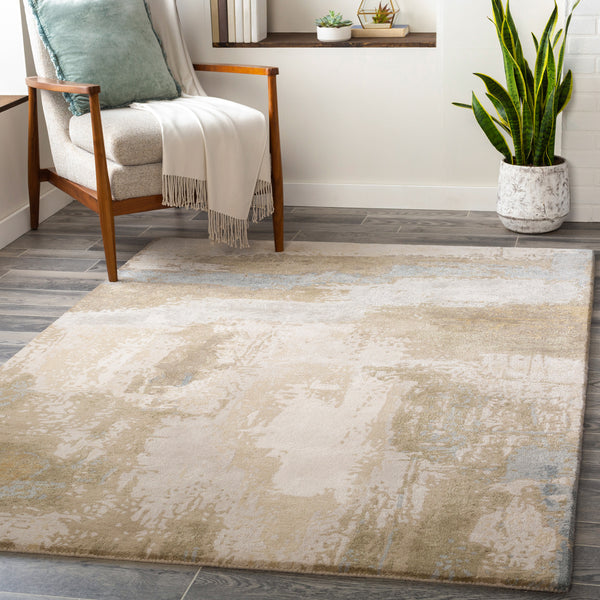Kavita KVT-2300 3' x 10' Runner Handmade Rug KVT2300-310  Oatmeal, Light Beige, Tan, Medium Gray, Pale Blue Surya