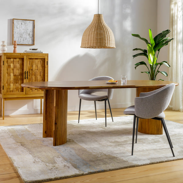 Kavita KVT-2300 6' x 6' Round Handmade Rug KVT2300-6RD  Oatmeal, Light Beige, Tan, Medium Gray, Pale Blue Surya