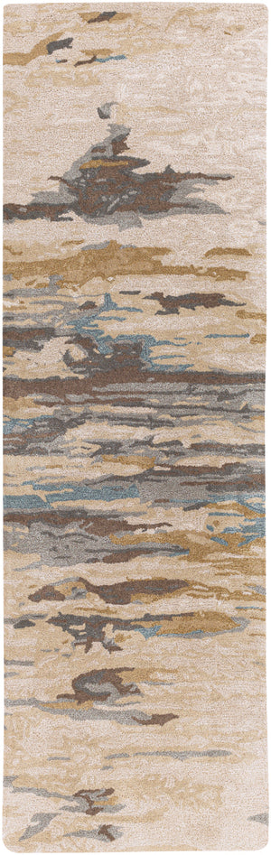 Kavita KVT-2301 3' x 10' Runner Handmade Rug KVT2301-310  Light Beige, Gray, Medium Brown, Light Brown, Dark Brown, Blue Surya