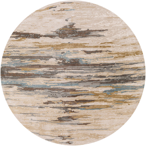 Kavita KVT-2301 6' x 6' Round Handmade Rug KVT2301-6RD  Light Beige, Gray, Medium Brown, Light Brown, Dark Brown, Blue Surya
