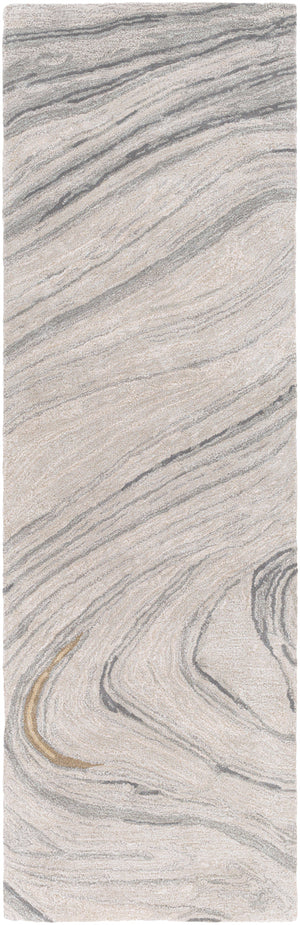 Kavita KVT-2304 3' x 10' Runner Handmade Rug KVT2304-310  Light Gray, Gray, Charcoal, Medium Gray, Mustard Surya