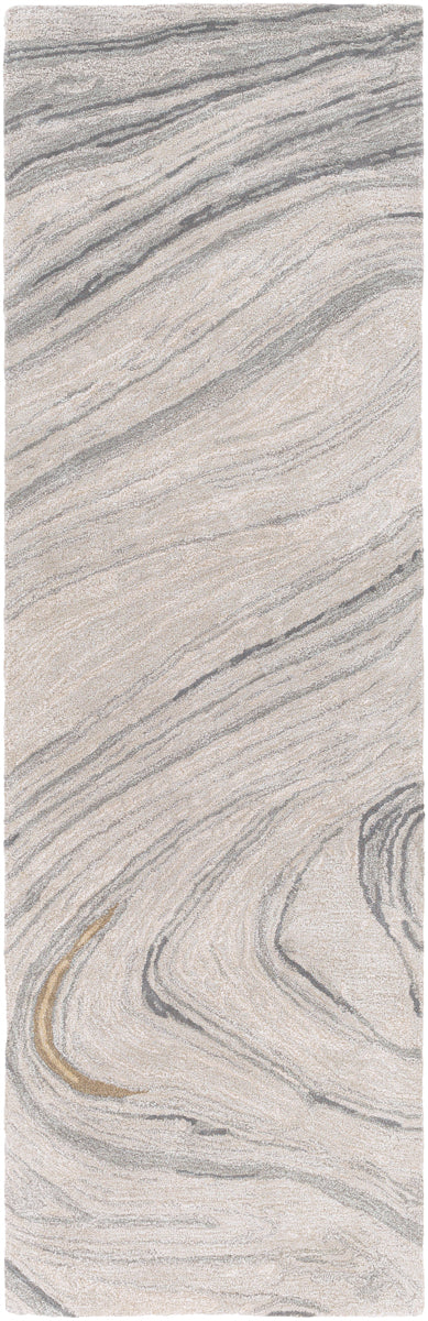 Kavita KVT-2304 3' x 10' Runner Handmade Rug KVT2304-310  Light Gray, Gray, Charcoal, Medium Gray, Mustard Surya