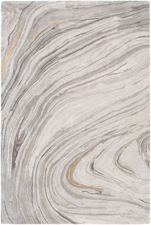 Kavita KVT-2304 12' x 18' Handmade Rug KVT2304-1218  Light Gray, Gray, Charcoal, Medium Gray, Mustard Surya