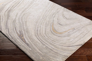 Kavita KVT-2304 6' x 6' Round Handmade Rug KVT2304-6RD  Light Gray, Gray, Charcoal, Medium Gray, Mustard Surya