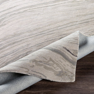 Kavita KVT-2304 6' x 6' Round Handmade Rug KVT2304-6RD  Light Gray, Gray, Charcoal, Medium Gray, Mustard Surya