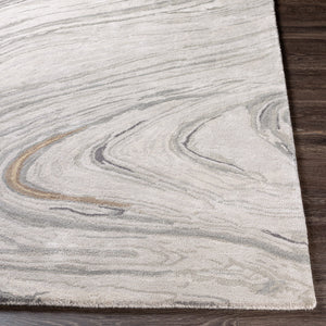 Kavita KVT-2304 6' x 6' Round Handmade Rug KVT2304-6RD  Light Gray, Gray, Charcoal, Medium Gray, Mustard Surya