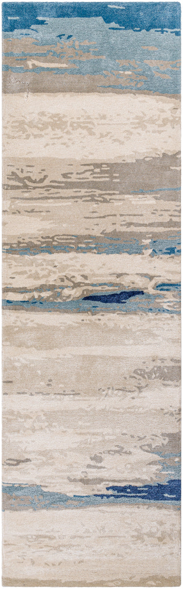 Kavita KVT-2306 3' x 10' Runner Handmade Rug KVT2306-310  Light Gray, Oatmeal, Gray, Ink Blue, Ice Blue Surya
