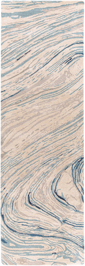 Kavita KVT-2308 3' x 10' Runner Handmade Rug KVT2308-310  Oatmeal, Light Gray, Gray, Ink Blue, Ice Blue Surya