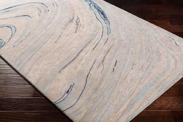 Kavita KVT-2308 6' x 6' Round Handmade Rug KVT2308-6RD  Oatmeal, Light Gray, Gray, Ink Blue, Ice Blue Surya