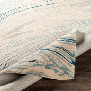 Kavita KVT-2308 6' x 6' Round Handmade Rug KVT2308-6RD  Oatmeal, Light Gray, Gray, Ink Blue, Ice Blue Surya