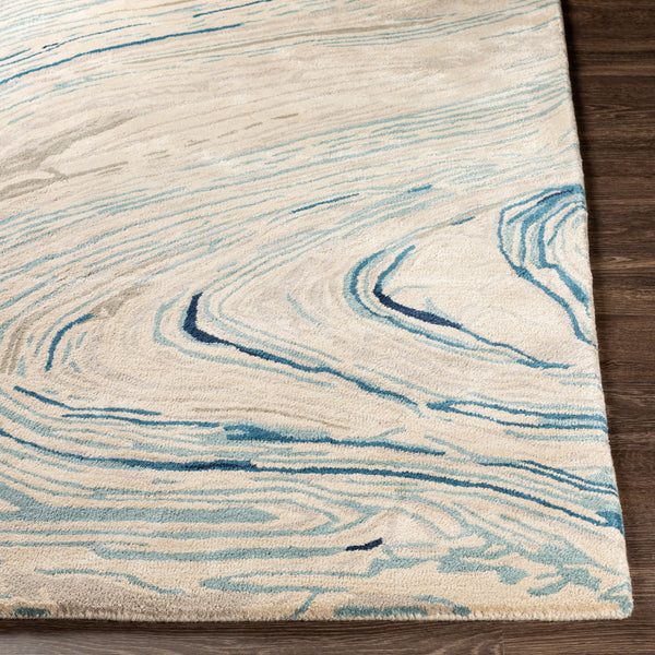 Kavita KVT-2308 6' x 6' Round Handmade Rug KVT2308-6RD  Oatmeal, Light Gray, Gray, Ink Blue, Ice Blue Surya