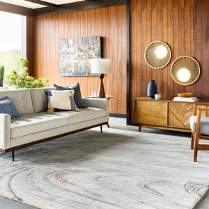 Kavita KVT-2308 6' x 6' Round Handmade Rug KVT2308-6RD  Oatmeal, Light Gray, Gray, Ink Blue, Ice Blue Surya