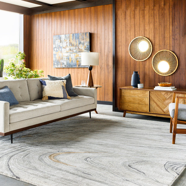 Kavita KVT-2308 6' x 6' Round Handmade Rug KVT2308-6RD  Oatmeal, Light Gray, Gray, Ink Blue, Ice Blue Surya