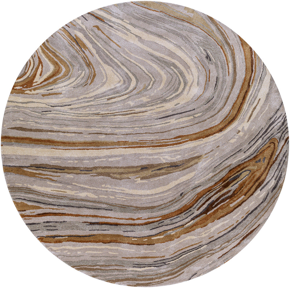 Kavita KVT-2311 6' x 6' Round Handmade Rug KVT2311-6RD  Charcoal, Dark Brown, Camel, Gray, Light Gray, Tan Surya