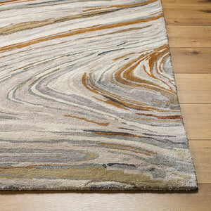 Kavita KVT-2311 6' x 6' Round Handmade Rug KVT2311-6RD  Charcoal, Dark Brown, Camel, Gray, Light Gray, Tan Surya