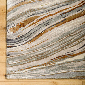 Kavita KVT-2311 6' x 6' Round Handmade Rug KVT2311-6RD  Charcoal, Dark Brown, Camel, Gray, Light Gray, Tan Surya