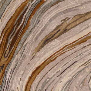 Kavita KVT-2311 6' x 6' Round Handmade Rug KVT2311-6RD  Charcoal, Dark Brown, Camel, Gray, Light Gray, Tan Surya