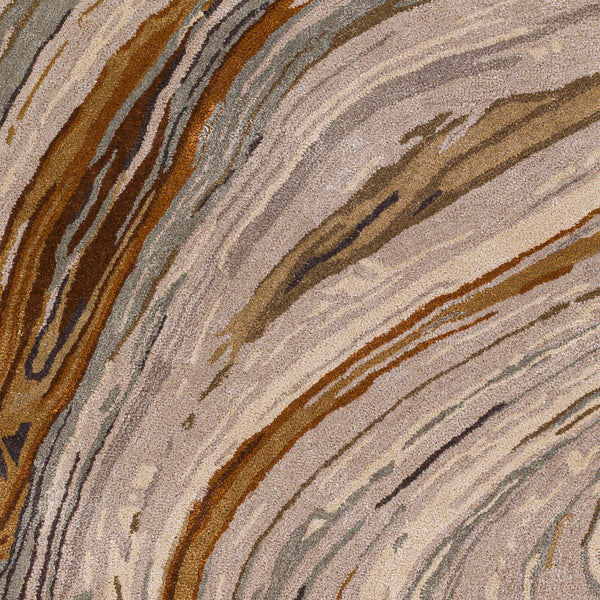 Kavita KVT-2311 6' x 6' Round Handmade Rug KVT2311-6RD  Charcoal, Dark Brown, Camel, Gray, Light Gray, Tan Surya