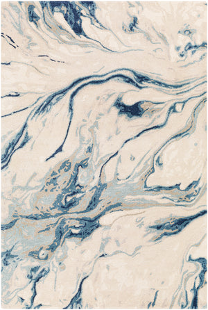 Kavita KVT-2315 6' x 6' Round Handmade Rug KVT2315-6RD  Navy, Denim, Gray, Medium Gray, Light Beige Surya