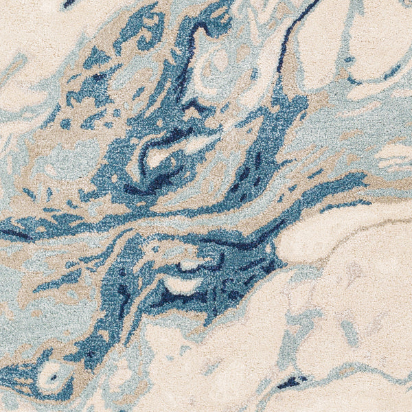 Kavita KVT-2315 6' x 6' Round Handmade Rug KVT2315-6RD  Navy, Denim, Gray, Medium Gray, Light Beige Surya