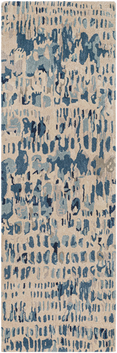 Kavita KVT-2316 3' x 10' Runner Handmade Rug KVT2316-310  Navy, Denim, Gray, Light Gray, Light Beige Surya