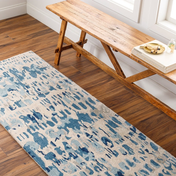 Kavita KVT-2316 3' x 10' Runner Handmade Rug KVT2316-310  Navy, Denim, Gray, Light Gray, Light Beige Surya