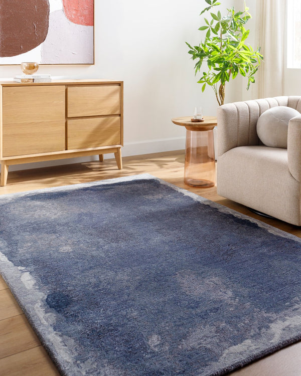 Surya Kavita 2' X 3' Hand-tufted Rug - Luxurious Viscose & Wool Blend With Stunning Sheen For Modern Homes Indigo Wool,Viscose Kvt2322-23