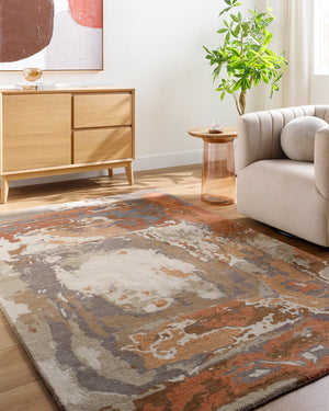 Kavita KVT-2326 8' x 8' Round Handmade Rug KVT2326-8RD  Prairie Dust, Warm Grey, Walnut, Clay, Army Green Surya