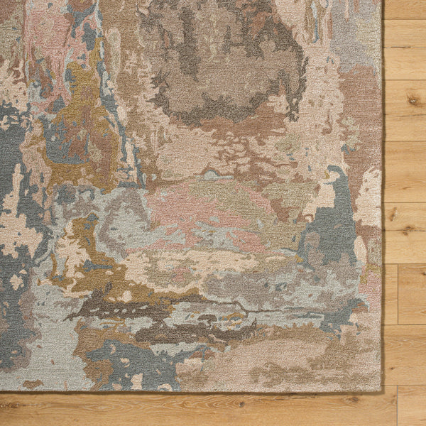 Kavita KVT-2327 8' x 8' Round Handmade Rug KVT2327-8RD  Warm Grey, Ash, Sage, Light Silver Surya