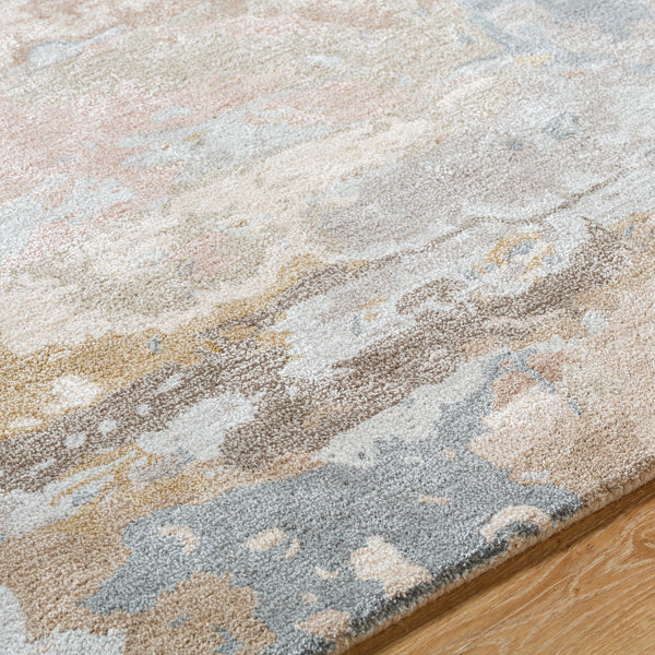 Kavita KVT-2327 8' x 8' Round Handmade Rug KVT2327-8RD  Warm Grey, Ash, Sage, Light Silver Surya