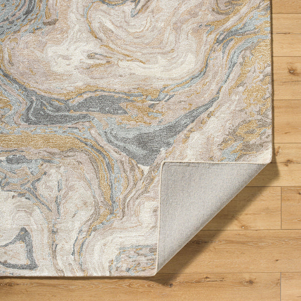 Kavita KVT-2328 8' x 8' Round Handmade Rug KVT2328-8RD  Khaki, Prairie Dust, Ash, Nickel Surya