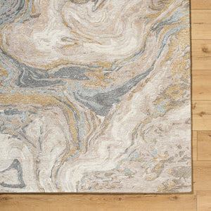 Kavita KVT-2328 8' x 8' Round Handmade Rug KVT2328-8RD  Khaki, Prairie Dust, Ash, Nickel Surya