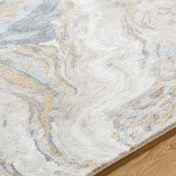 Kavita KVT-2328 8' x 8' Round Handmade Rug KVT2328-8RD  Khaki, Prairie Dust, Ash, Nickel Surya