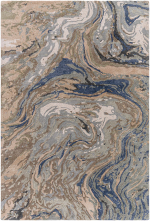 Kavita KVT-2329 8' x 8' Round Handmade Rug KVT2329-8RD  Prairie Dust, Walnut, Metallic - Silver, Khaki, Ash, Beetle Blue, Lunar Green Surya