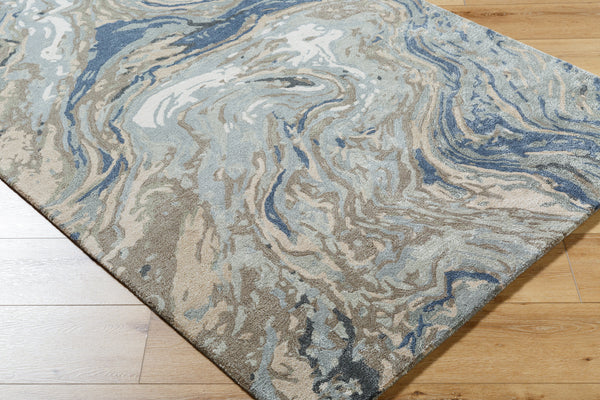 Kavita KVT-2329 8' x 8' Round Handmade Rug KVT2329-8RD  Prairie Dust, Walnut, Metallic - Silver, Khaki, Ash, Beetle Blue, Lunar Green Surya