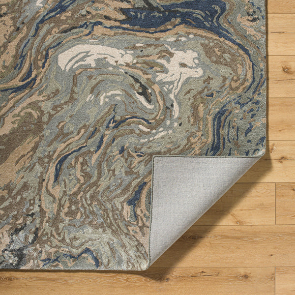 Kavita KVT-2329 8' x 8' Round Handmade Rug KVT2329-8RD  Prairie Dust, Walnut, Metallic - Silver, Khaki, Ash, Beetle Blue, Lunar Green Surya