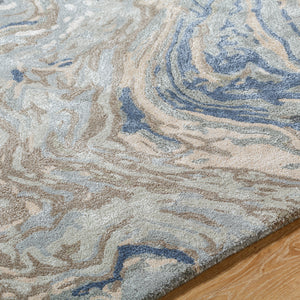 Kavita KVT-2329 8' x 8' Round Handmade Rug KVT2329-8RD  Prairie Dust, Walnut, Metallic - Silver, Khaki, Ash, Beetle Blue, Lunar Green Surya