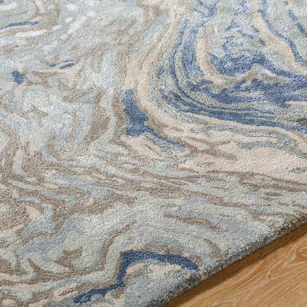 Kavita KVT-2329 8' x 8' Round Handmade Rug KVT2329-8RD  Prairie Dust, Walnut, Metallic - Silver, Khaki, Ash, Beetle Blue, Lunar Green Surya