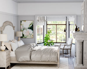 A.R.T. Furniture Somerton Trumeau Landscape Mirror - Timeless Floral Accent, Elegant Design For Any Home Decor White Parawood Solids,Ash Veneer,Glass 303121-2824