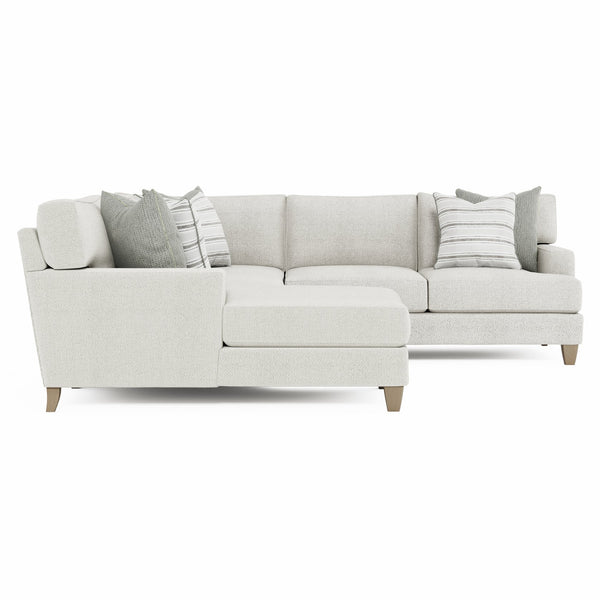 Bernhardt Bernhardt Mila 4-Piece Sectional — Plush Deep Seating, Natural Fabric, Sleek Legs, 6 Toss Pillows, 107" - Made to Order K1982