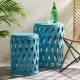 Christopher Knight Home® - Noble House - Selen Outdoor Small and Large Iron Side Table Set - Set of 2