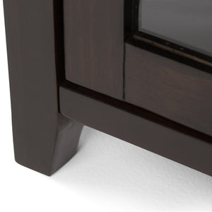 English Elm Cosmopolitan Solid Wood Medium Storage Cabinet in Dark Mahogany Brown with Sliding Glass Doors, Adjustable Shelves B136P159521