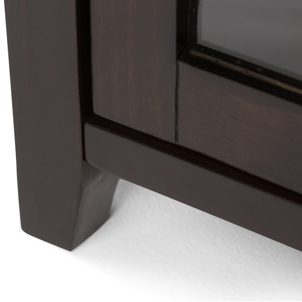 English Elm Cosmopolitan Solid Wood Medium Storage Cabinet in Dark Mahogany Brown with Sliding Glass Doors, Adjustable Shelves B136P159521