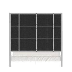 Homelegance By Top-Line Marcel Chrome Finish Metal Canopy Bed with Linen Panel Headboard Chrome Metal