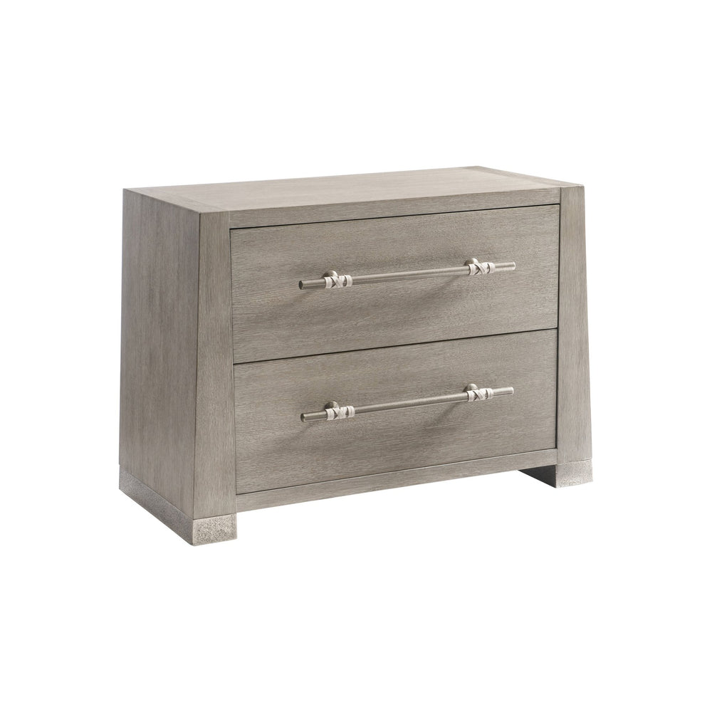 Bernhardt Bernhardt Alta Nightstand With Bluff Quartered Oak, Leather-Wrapped Pulls, Usb Charging, Soft-Close Drawers 321232