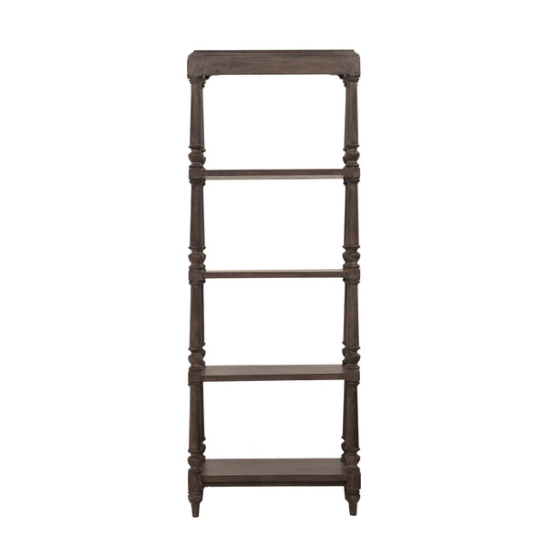 Revival Row Open Shelf Etagere Brown with Chimney Smoke Finish P348601 Pulaski Furniture